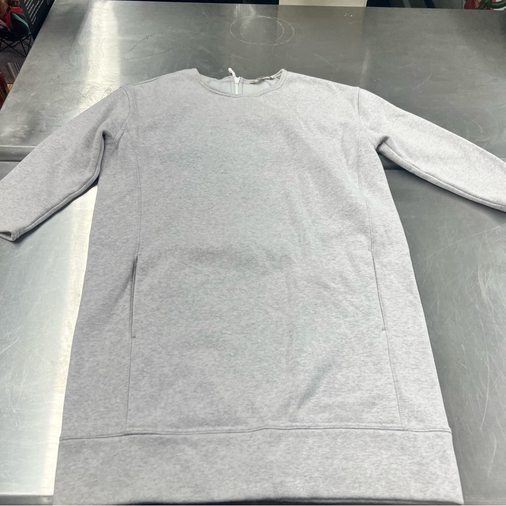 Athleta Cozy Karma Back Zip Sweatshirt Dress, Gray - Picture 2 of 12